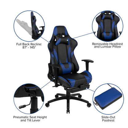 Flash Furniture - 2 Piece Ergonomic Racing Style Gaming - Blue / Black