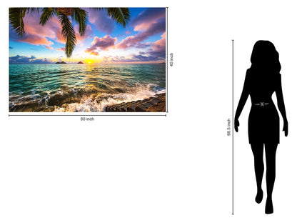 Tempered Glass With Foil - Coastal Sunset - Blue