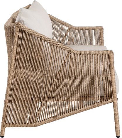 Coastline - Olefin Water Resistant Fabric And Wicker Outdoor Patio Loveseat - Beige