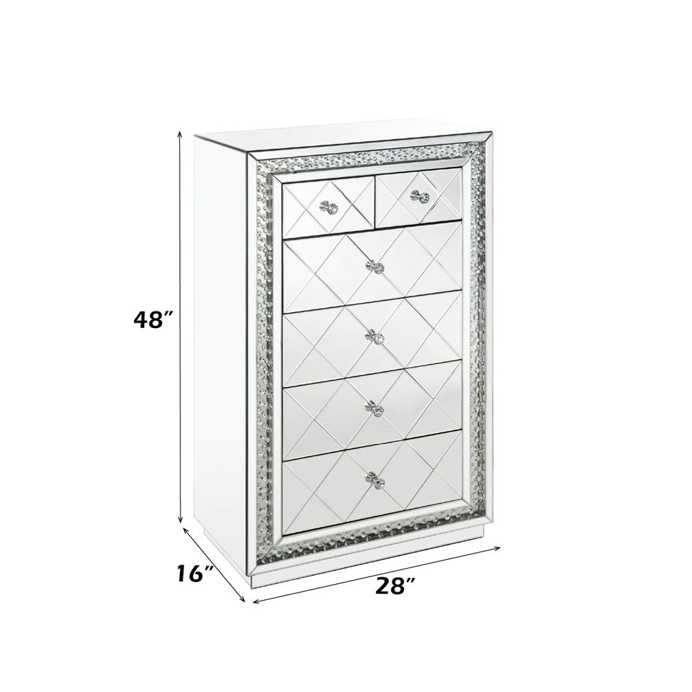 Nysa - Cabinet - Mirrored & Faux Crystals Inlay