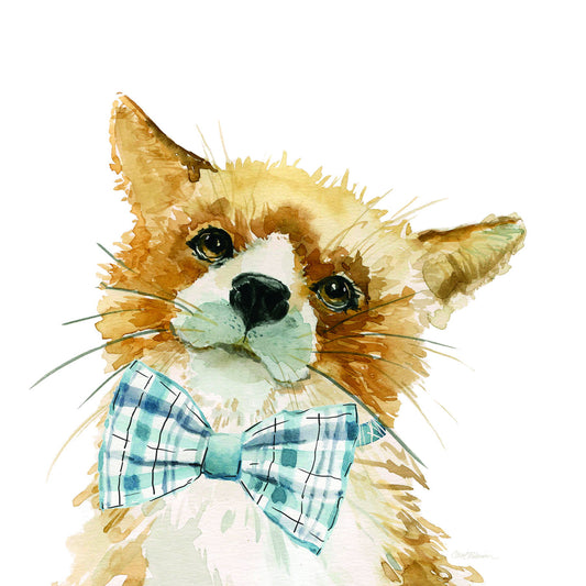 Gallery Wrapped Giclee On Canvas Funny Pet With Bow - Beige