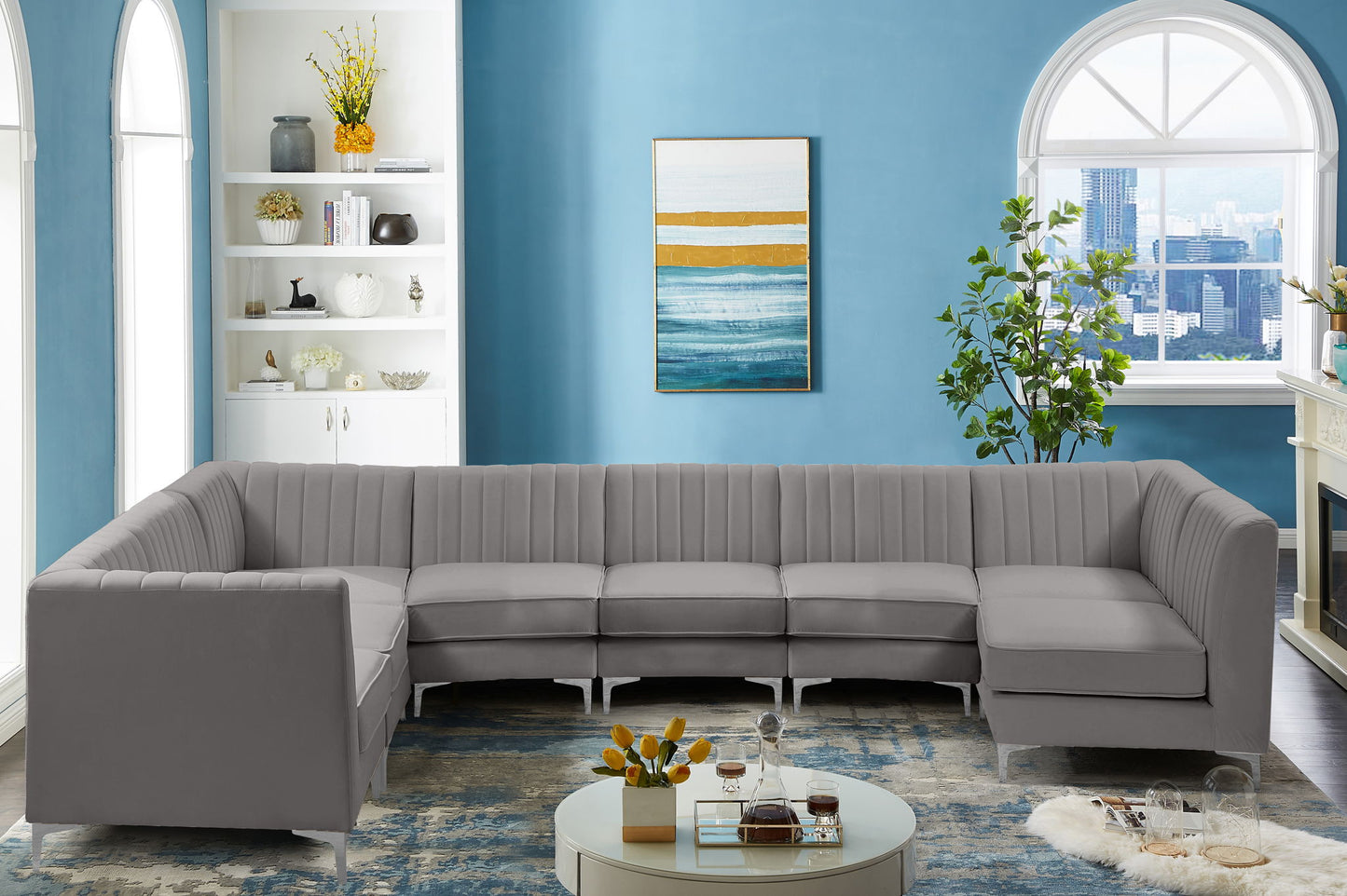 Alina - 8 Piece Velvet Modular Sectional