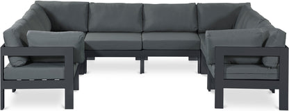 Nizuc - Outdoor Patio 8 Piece Modular Sectional With Gray Frame