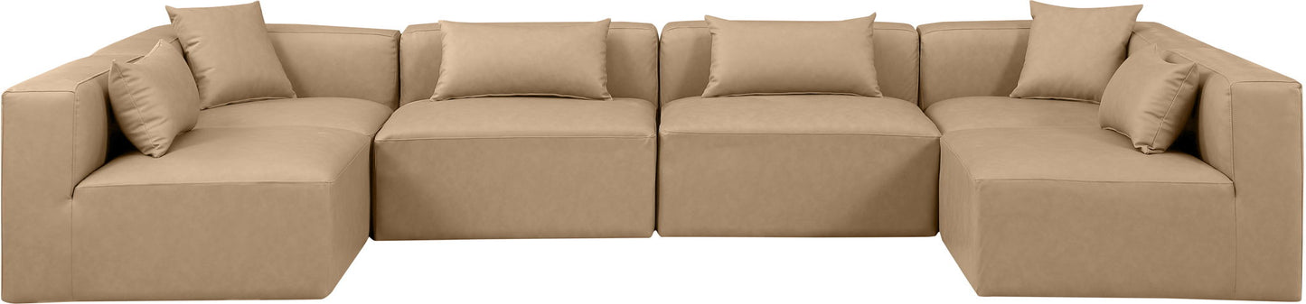 Cube - 6 Piece Modular Armless Sectional - Tan