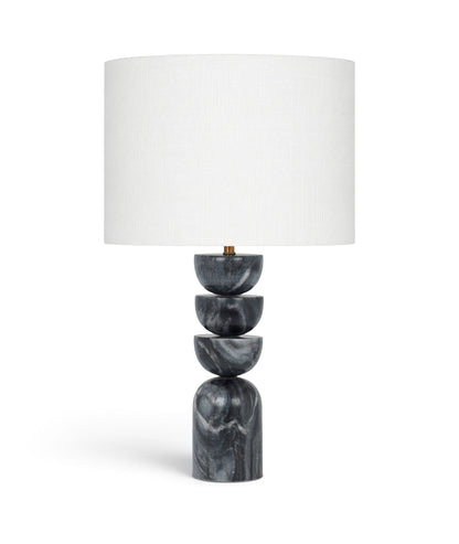 Opus - Genuine Marble, Linen Textured Fabric And Brass Table Lamp