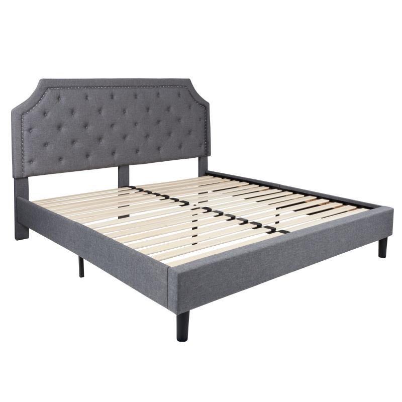 Flash Furniture - King Size Brighton Platform Bed Frame - Light Gray