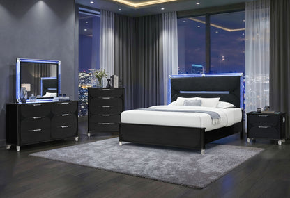 Lando - Queen Bed With Continuous LED - Black