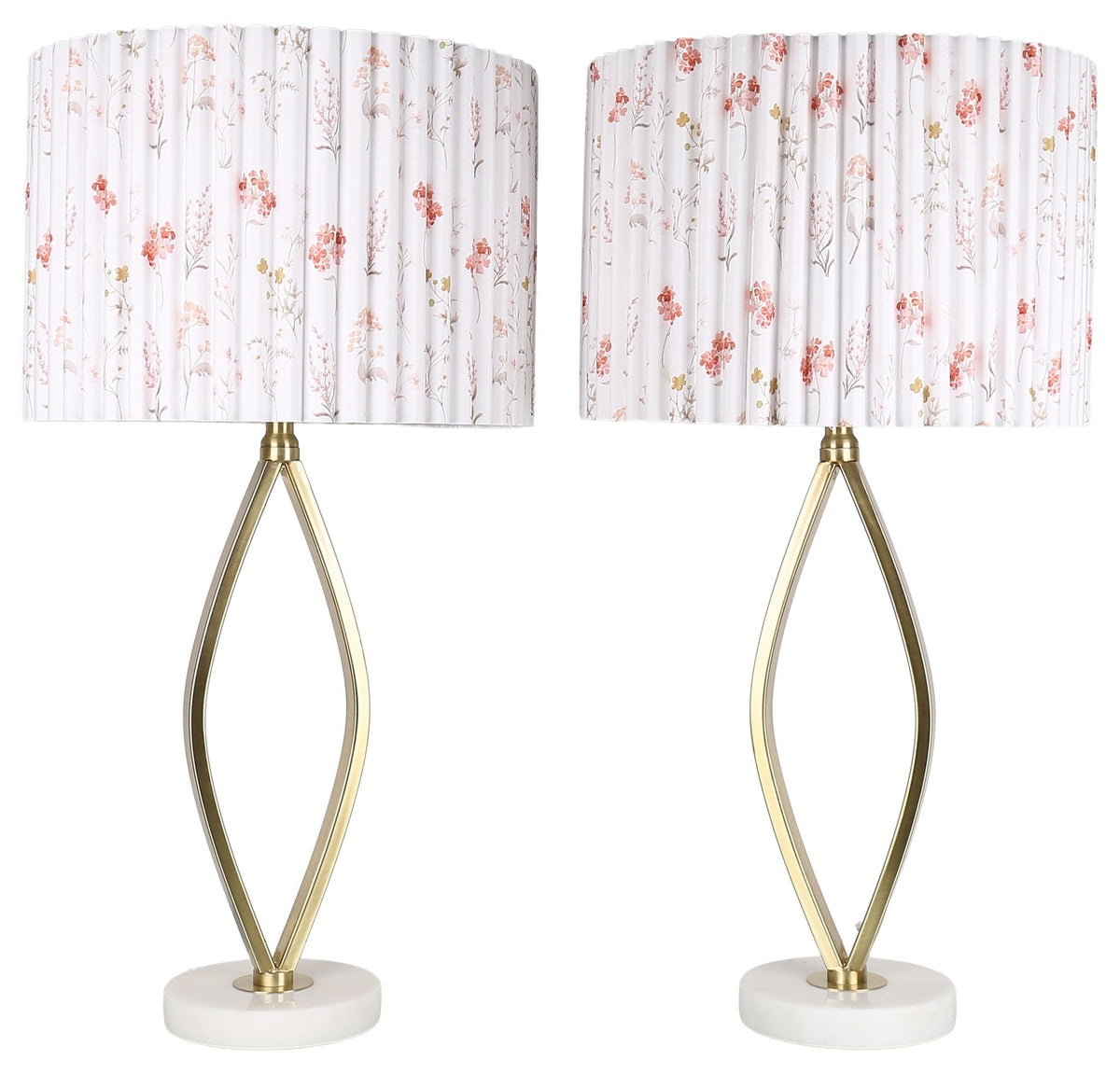 Meadow Silhouette - 29 X 15 - Metal Table Lamp (Set of 2) - Soft Gold, White Marble