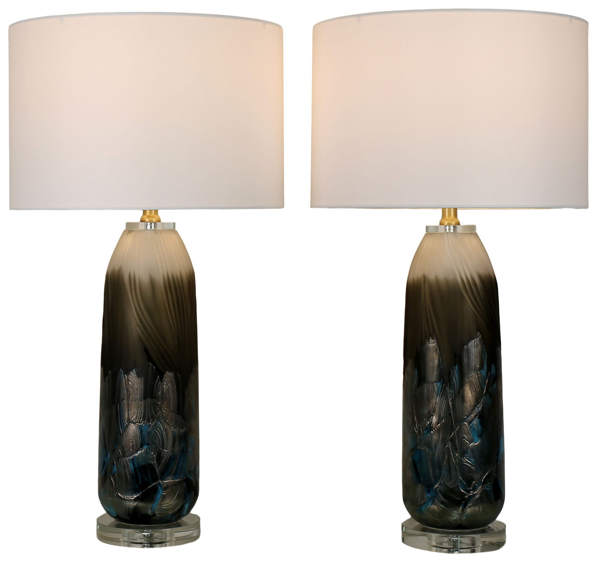 Nocturne Current - 29 X 15 - Art Glass Table Lamp (Set of 2) - Midnight Smoke Blue