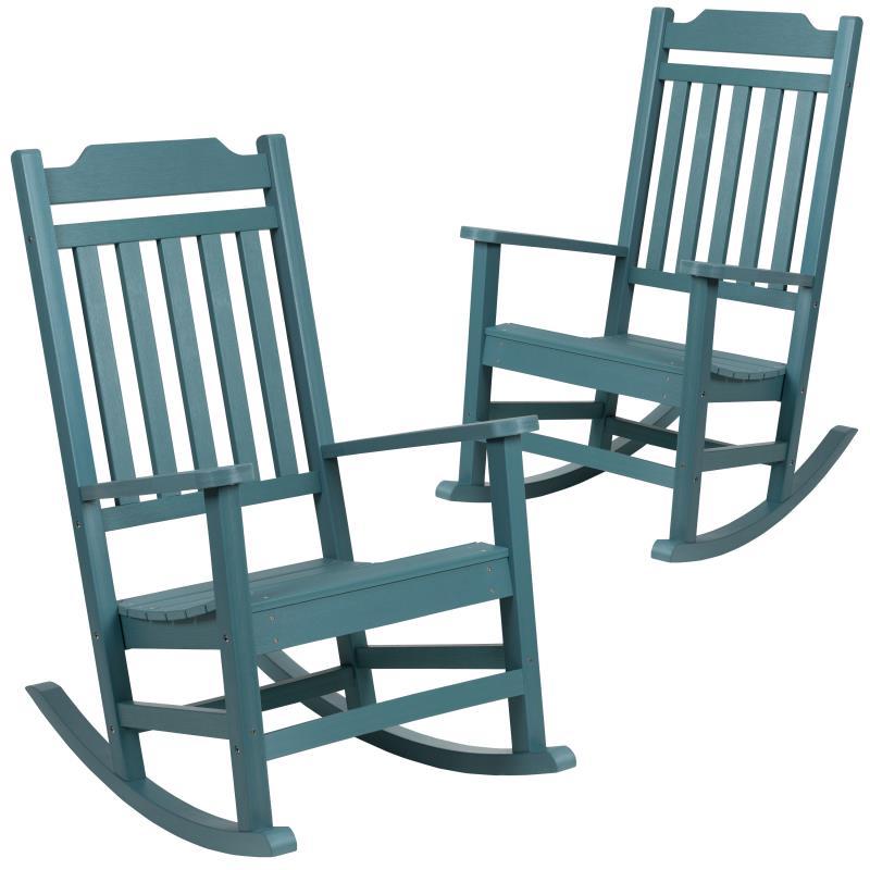Flash Furniture - All Weather Rocking Chairs (Set of 2) - Teal