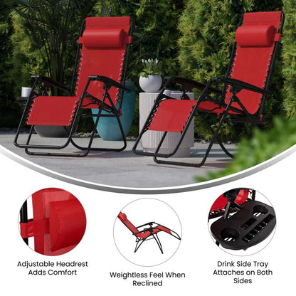 Flash Furniture - Zero Gravity Lounge Chair (Set of 2) - Red