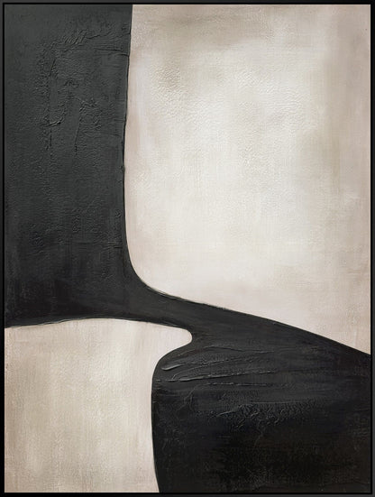 Sable Contours II - 35 X 47 - Hand-Embellished Canvas In Frame - Black