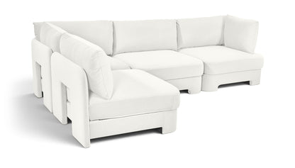 Hammond - Velvet Performance Fabric Upholstered 4 Piece Armless Sectional