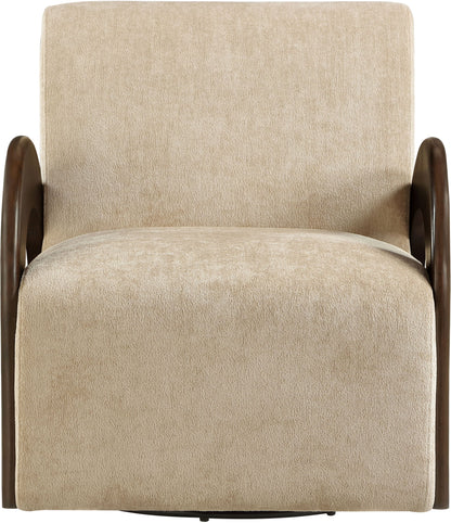 Neria - Chenille Fabric Upholstered Swivel Accent Chair - Painted Brown Base
