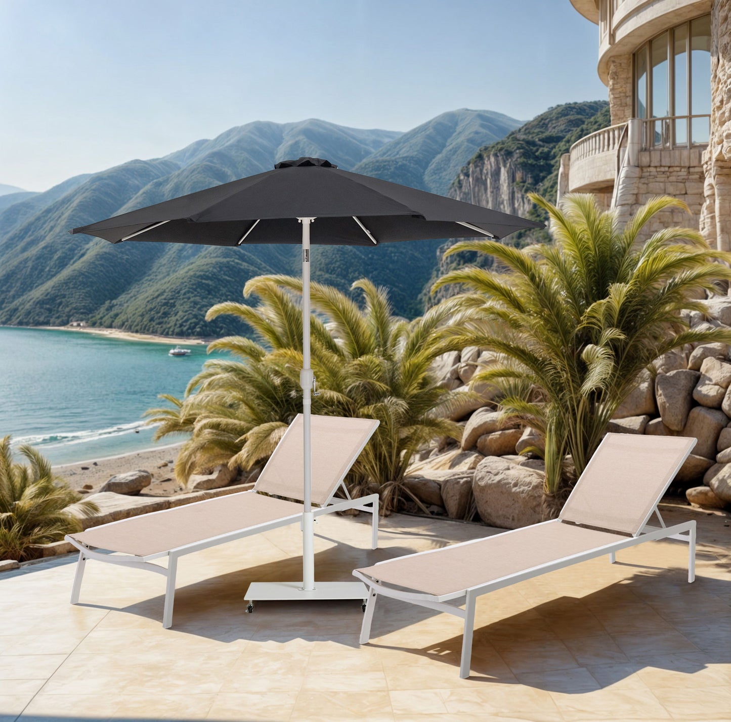 Fiji - Aluminum Patio Umbrella With Square White Base