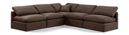 Indulge - Velvet 5 Piece Modular Corner Armless Sectional