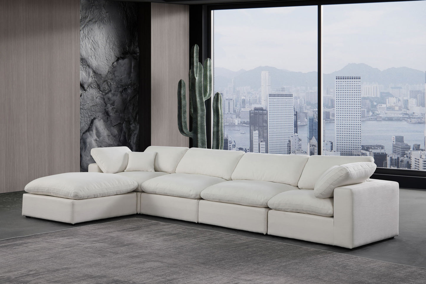 Comfy - 5 Piece Linen Modular Sectional With Chaise