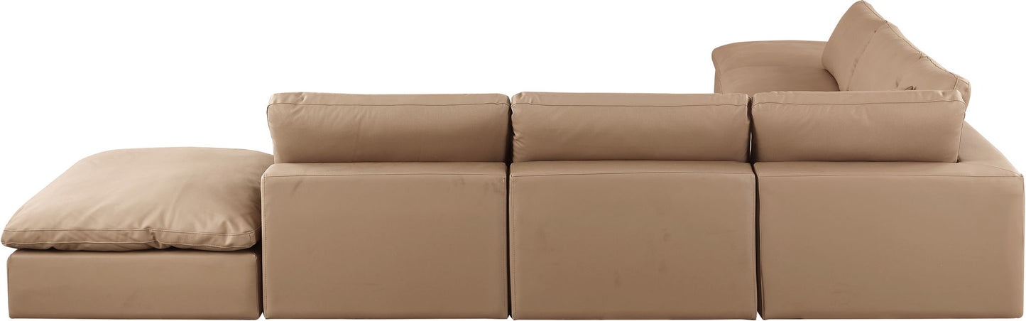 Comfy - 7 Piece Faux Leather Modular Corner Sectional - Tan