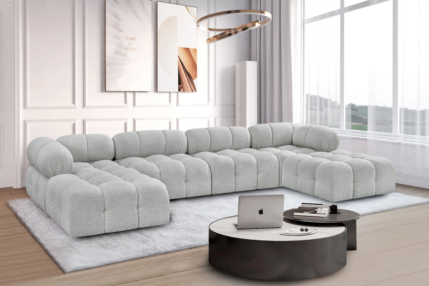 Ames - 6 Piece Fabric Modular U-Shaped Sectional