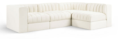 Rummi - Velvet Performance Fabric Upholstered 4 Piece Modular Sectional
