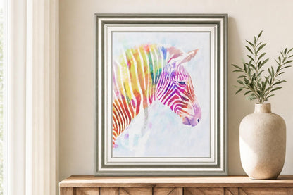 22x26 Fluorescent Zebra II By Victoria Borges - Purple