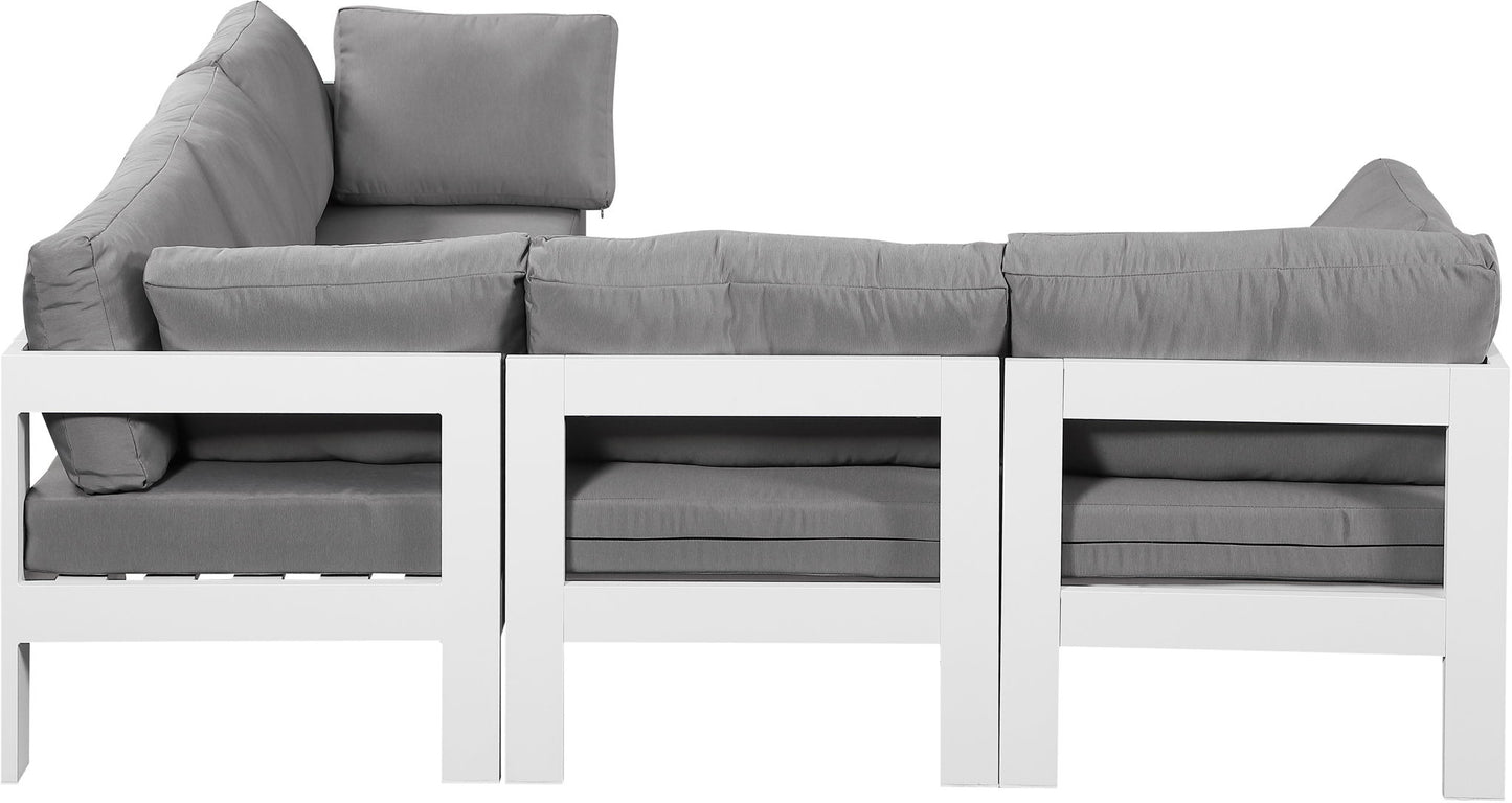 Nizuc - Outdoor Patio 5 Piece Modular Sectional With White Frame