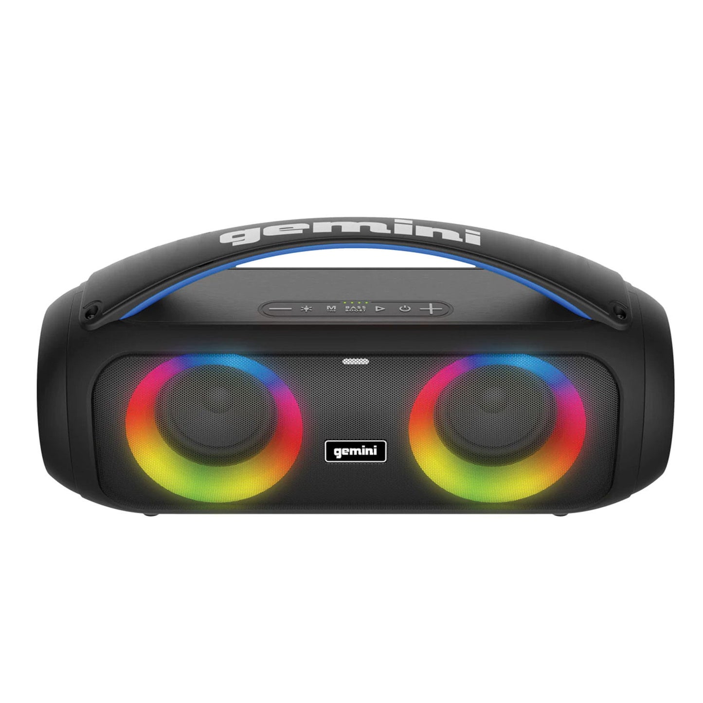Gemini - Portable Bluetooth Speaker, Dual 3" Woofers, LED Lights, 50W RMS - Black