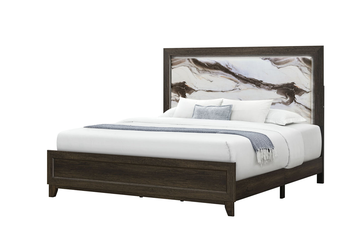 Harmony - King Bed With LED - Dark Brown