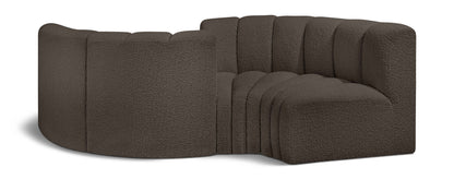 Arc - Boucle Fabric 4 Piece Curved Modular Sofa