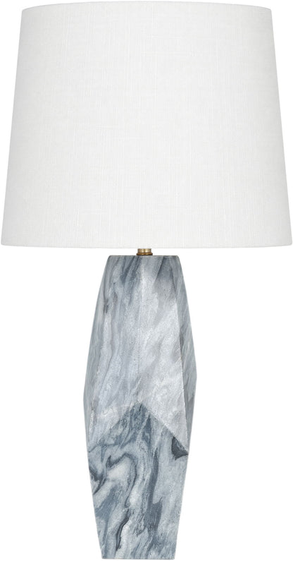 Seraphine - Genuine Marble And Linen Textured Fabric Table Lamp