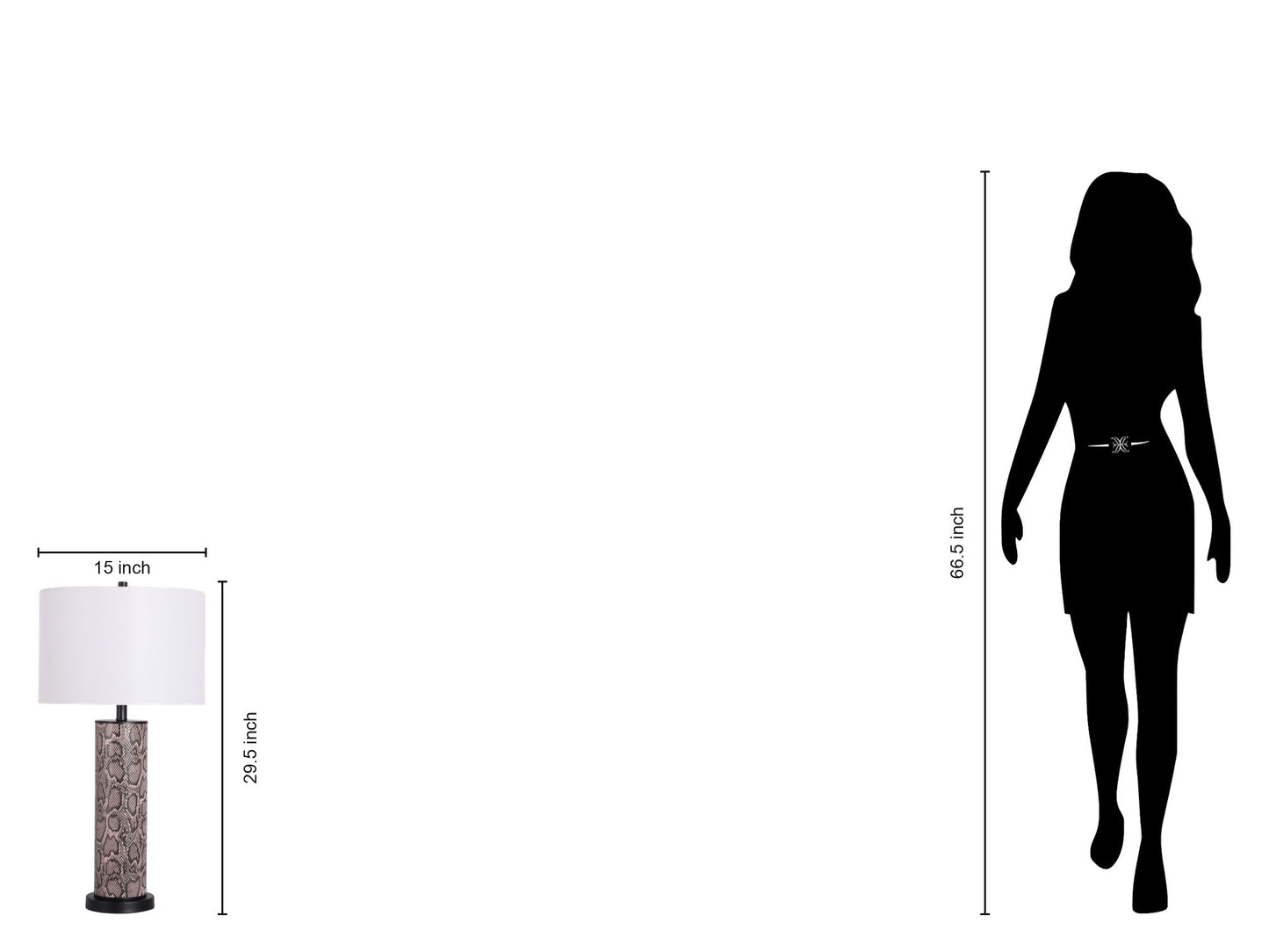 "Serpent Elegance" Faux Leather Table Lamp With Metal Base (Set of 2) - Snake Skin / Asb