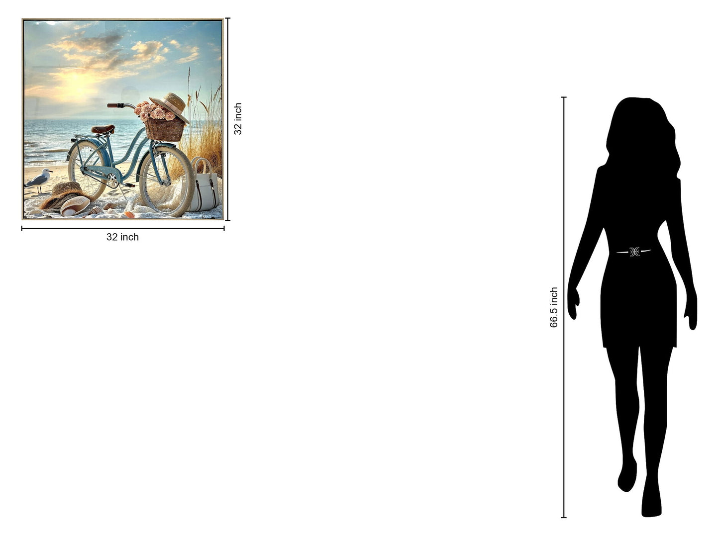 "Seaside Journey" Gloss Canvas In Frame - Blue / Beige / Brown