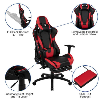 Flash Furniture - 2 Piece Ergonomic Racing Style Gaming - Red