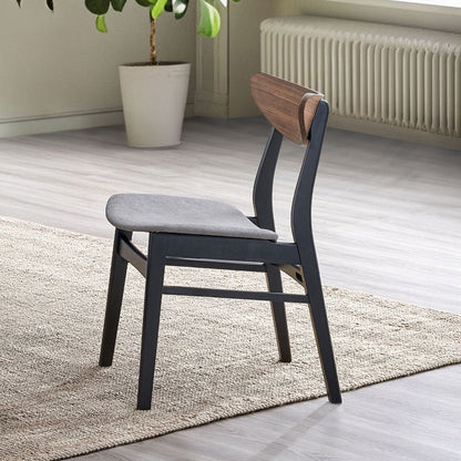 Rebi - Side Chair (Set of 2) - Gray Linen, Walnut & Black