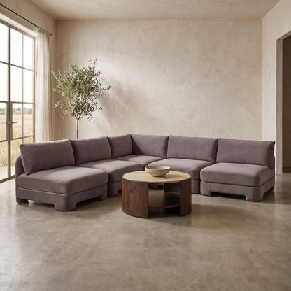 Hammond - Velvet Performance Fabric Upholstered 5 Piece Armless Sectional