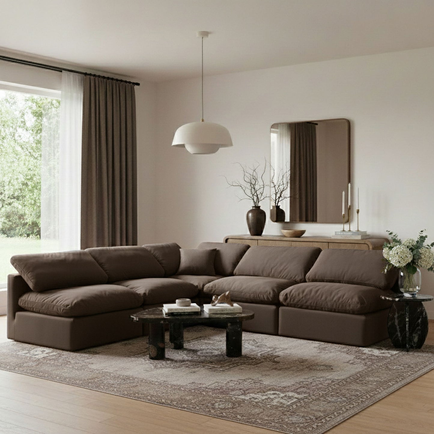 Indulge - Velvet 5 Piece Modular Corner Armless Sectional