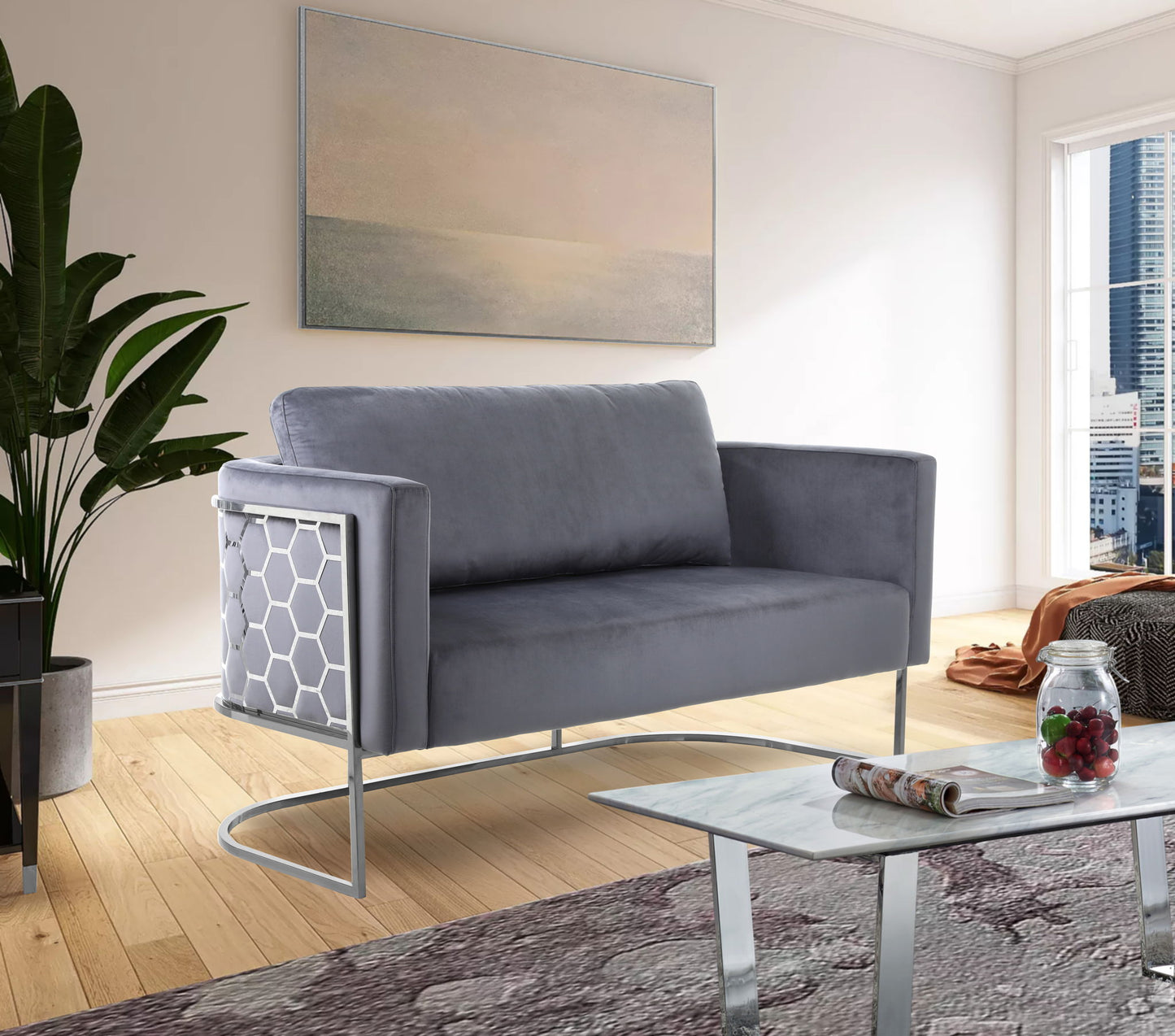 Casa - Loveseat with Chrome Legs
