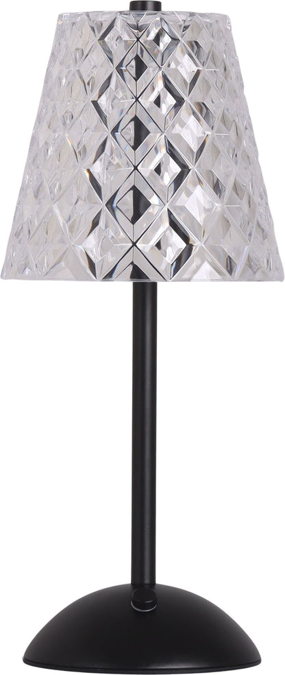 "Crystal Radiance I" Rechargeable LED Metal Accent Lamp (Set of 2) - Matte Black / Clear