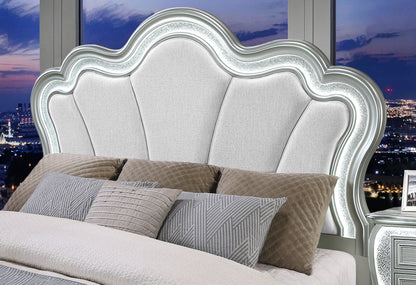 Aria - Queen Bed With LED - Silver