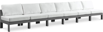 Nizuc - Outdoor Patio 6 Seat Armless Modular Sofa With Gray Frame