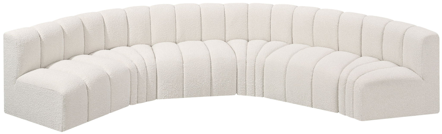 Arc - Boucle Fabric 6 Piece U-Shaped Modular Sofa