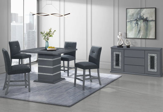 Monaco - 5 Piece Dining Room Set (Bar Table And Four Bar Stools) - Dark Gray