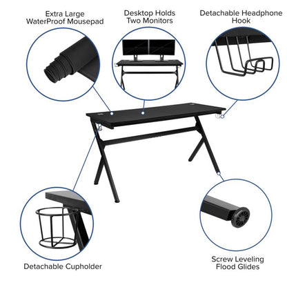 Flash Furniture - 2 Piece Gaming Desk & Chair Set - Black / Blue