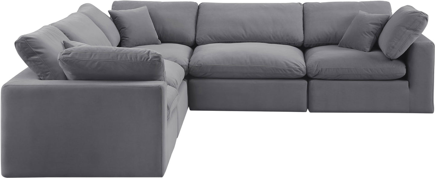 Comfy - 5 Piece Velvet Modular Corner Sectional