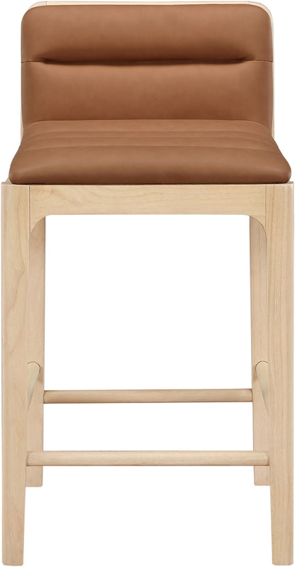 Ellis - Vegan Leather Upholstered Counter Stool (Set of 2) - Natural Base