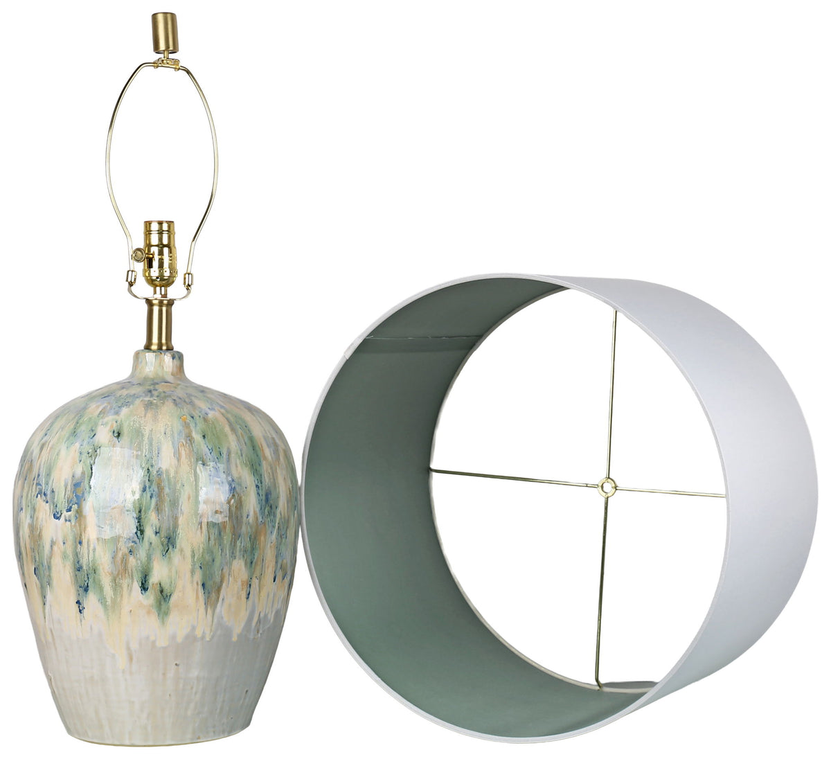 Shoreline Reverie - 28 X 18 - Ceramic Table Lamp - Sea Glass Glaze
