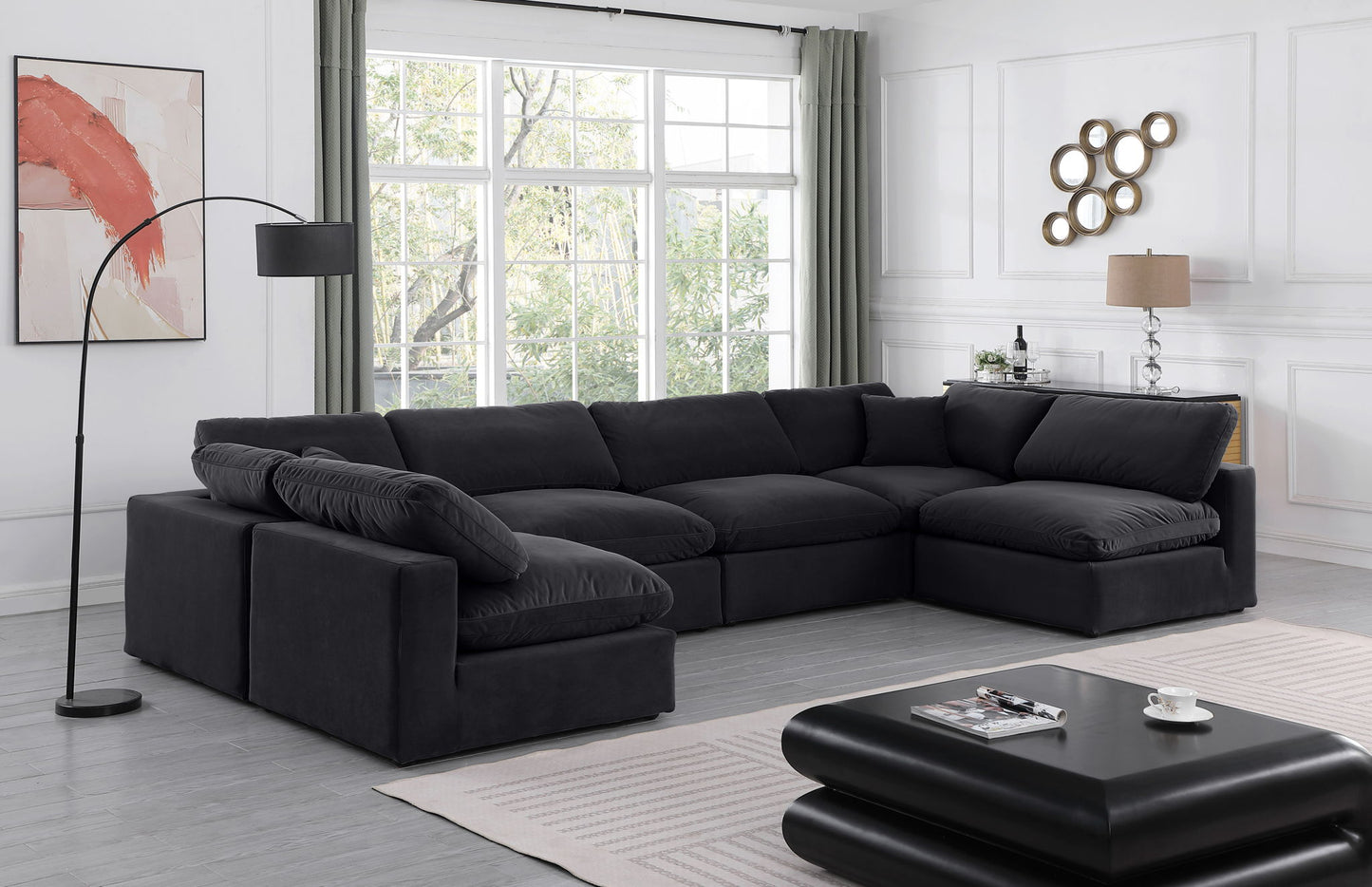 Comfy - 6 Piece Velvet Modular Armless Sectional