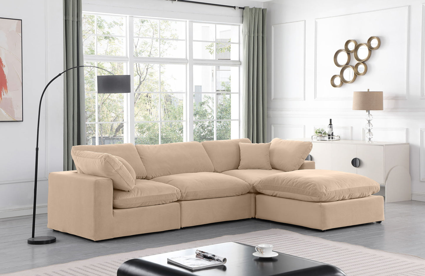 Comfy - 4 Piece Velvet Modular Sectional With Chaise