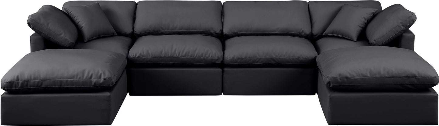 Indulge - Faux Leather 6 Piece Modular Double Chaise Sectional