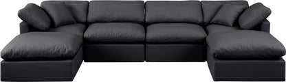 Indulge - Faux Leather 6 Piece Modular Double Chaise Sectional